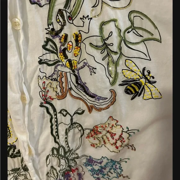 Etro White Shirt with Colorful Embroidery - Picture 4 of 7